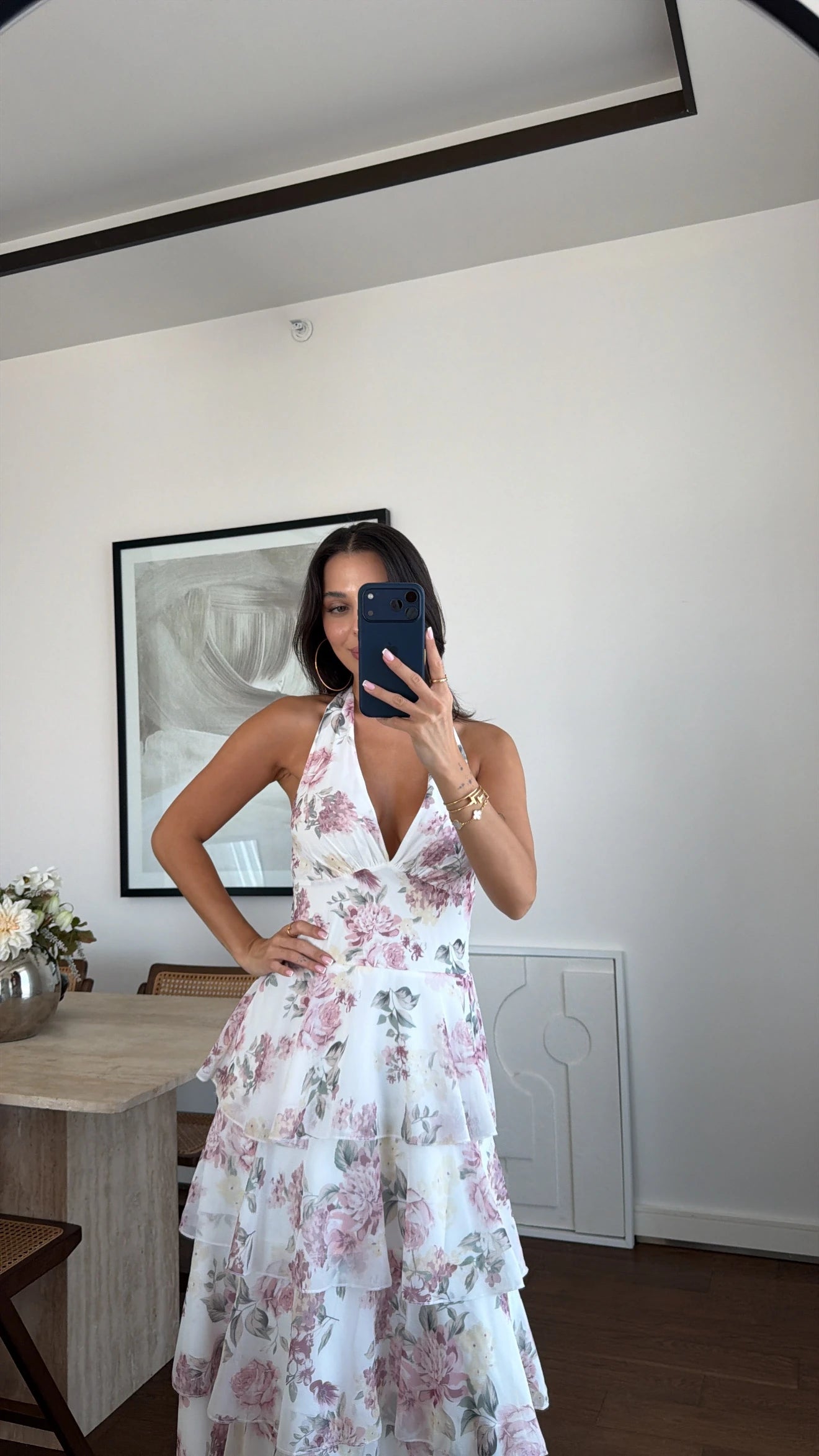 Floral Elegance Halter Maxi Dress