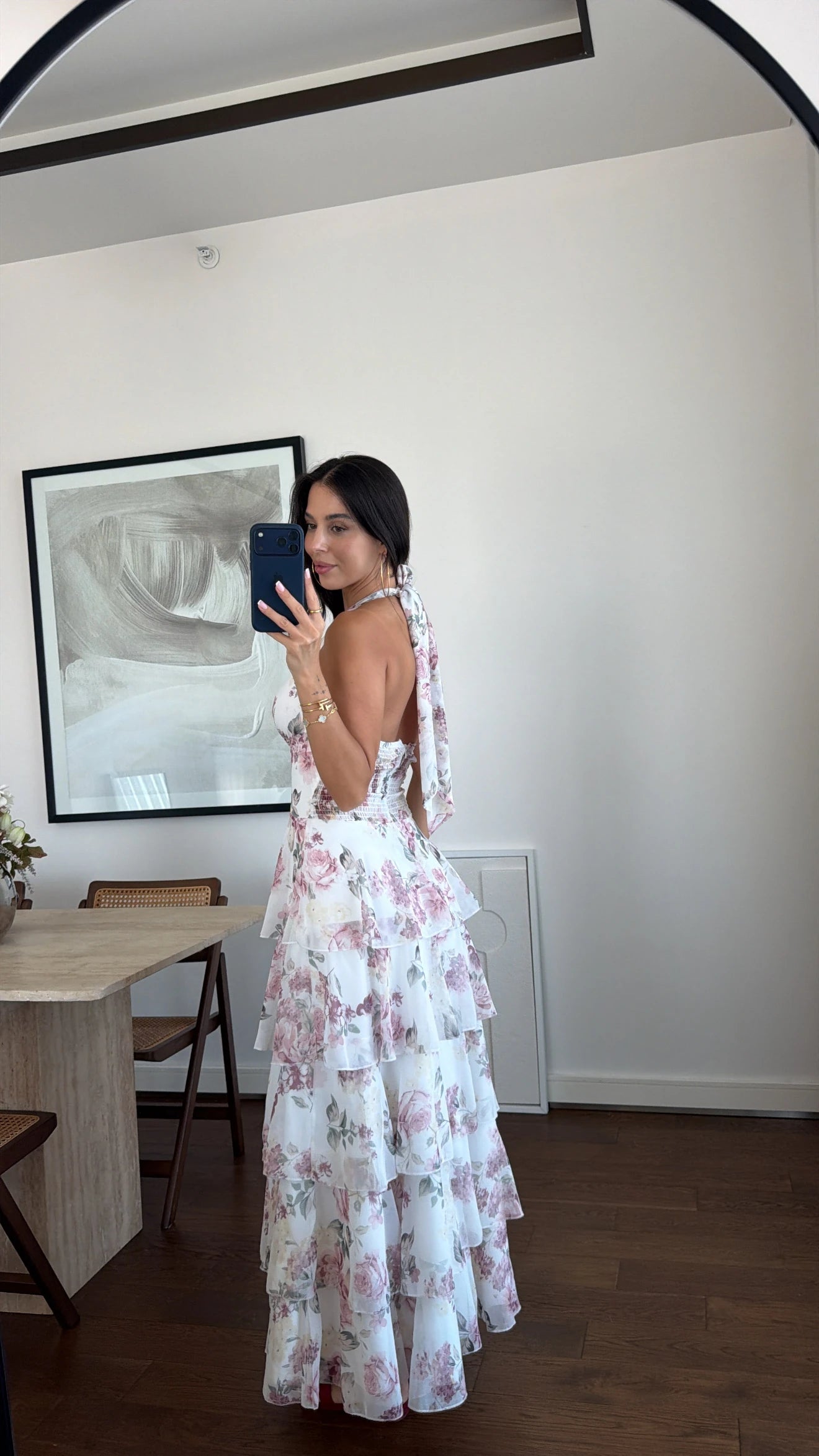 Floral Elegance Halter Maxi Dress