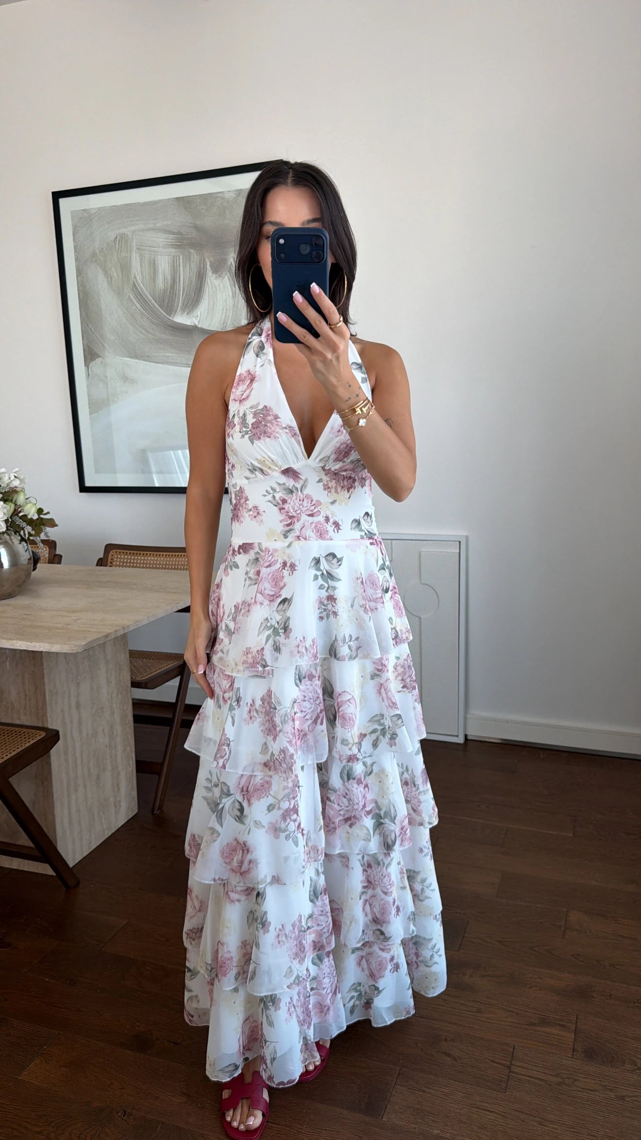 Floral Elegance Halter Maxi Dress