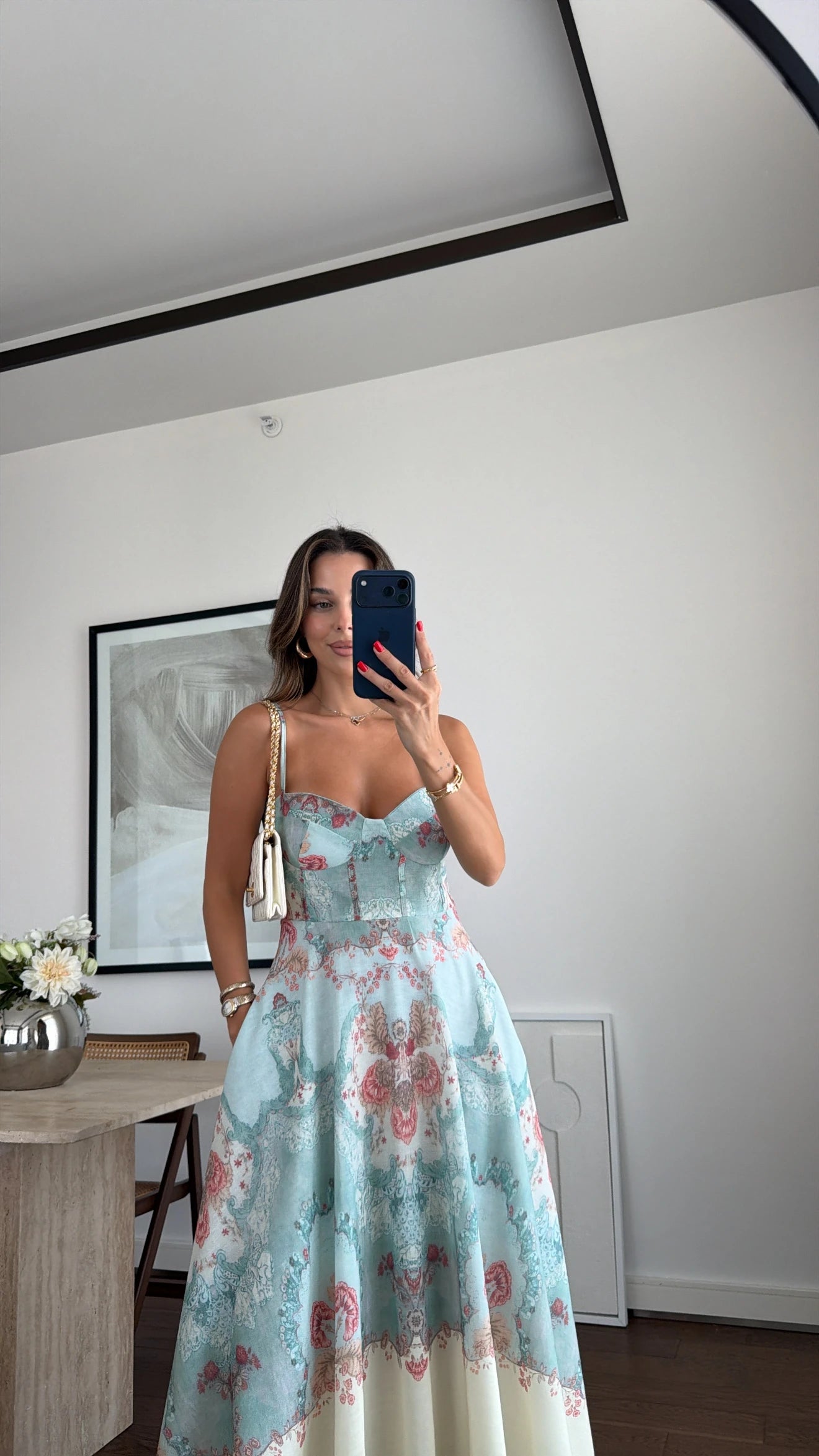 Chic Printed Linen Maxi Dress
