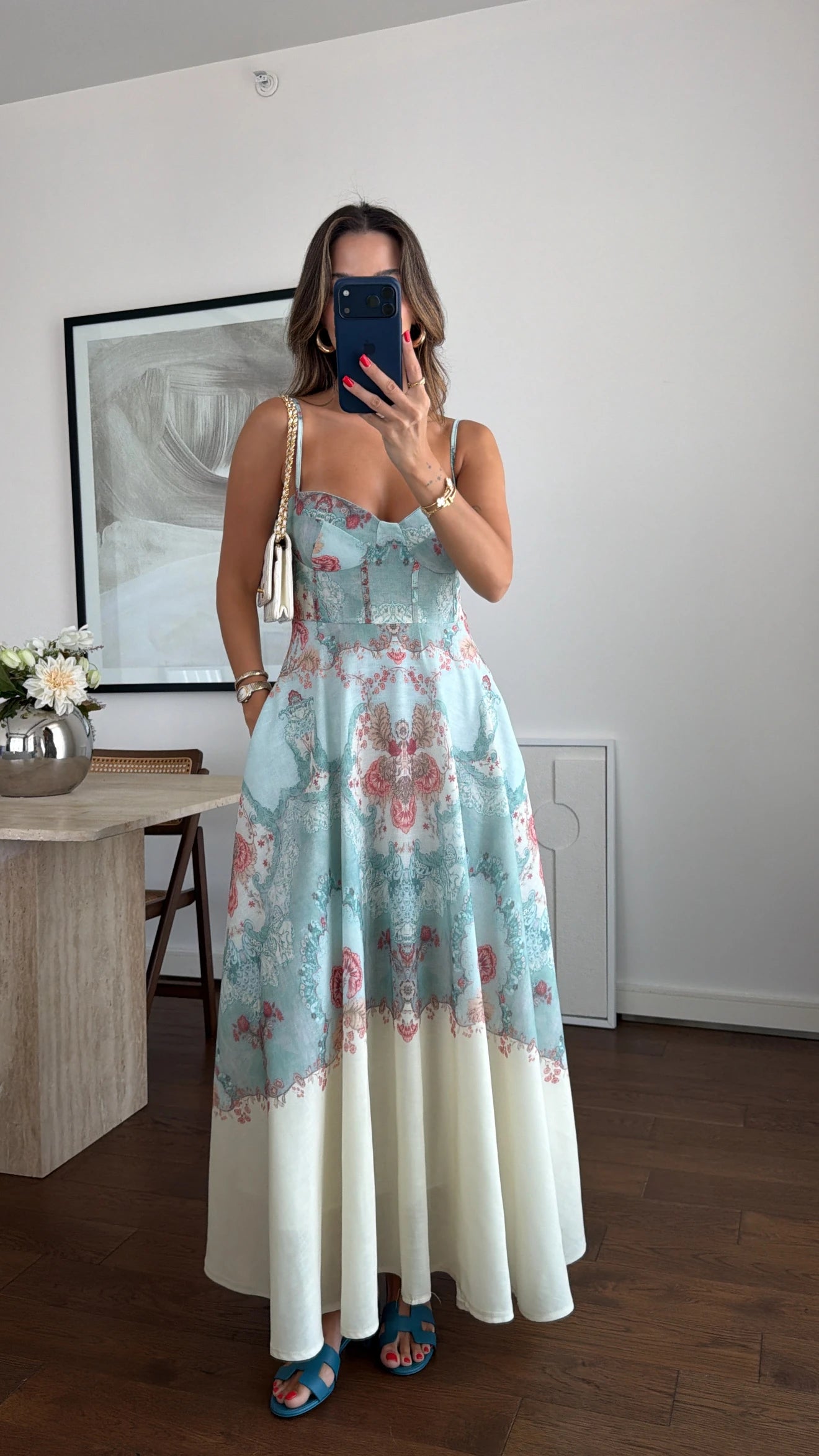 Chic Printed Linen Maxi Dress