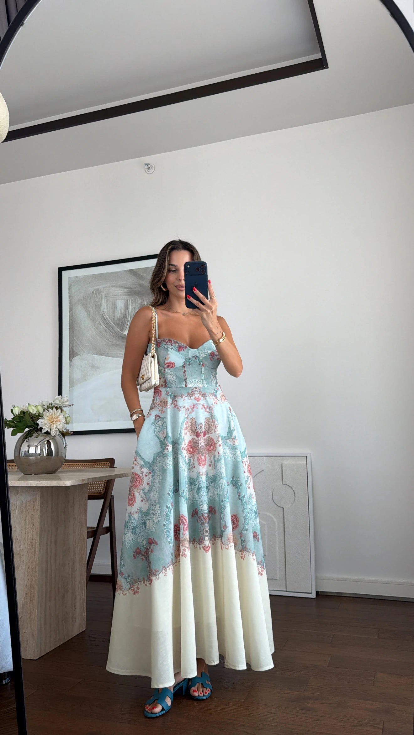 Chic Printed Linen Maxi Dress