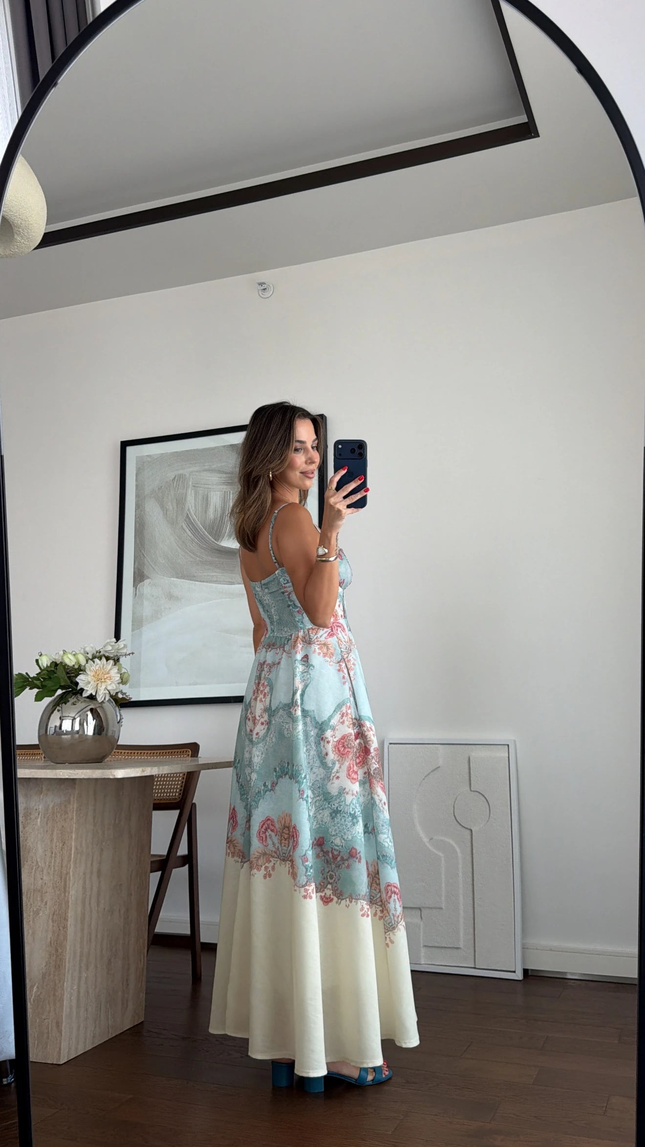 Chic Printed Linen Maxi Dress