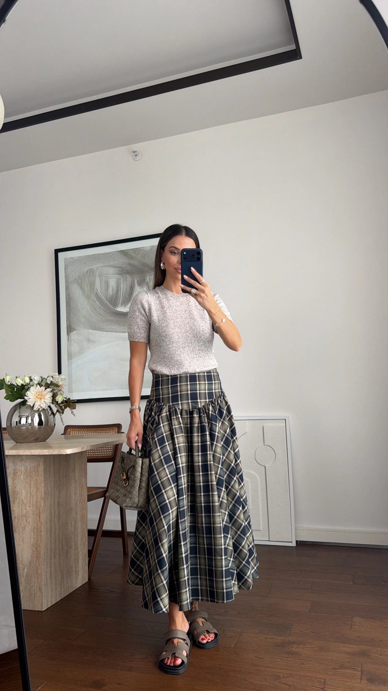 Heritage Check Midi Skirt