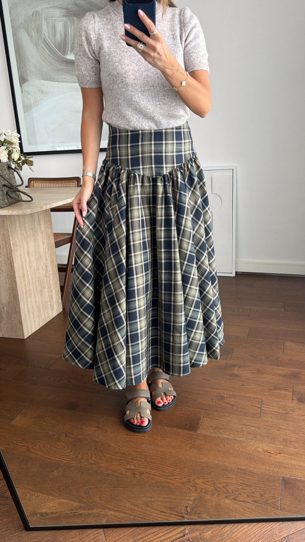Heritage Check Midi Skirt