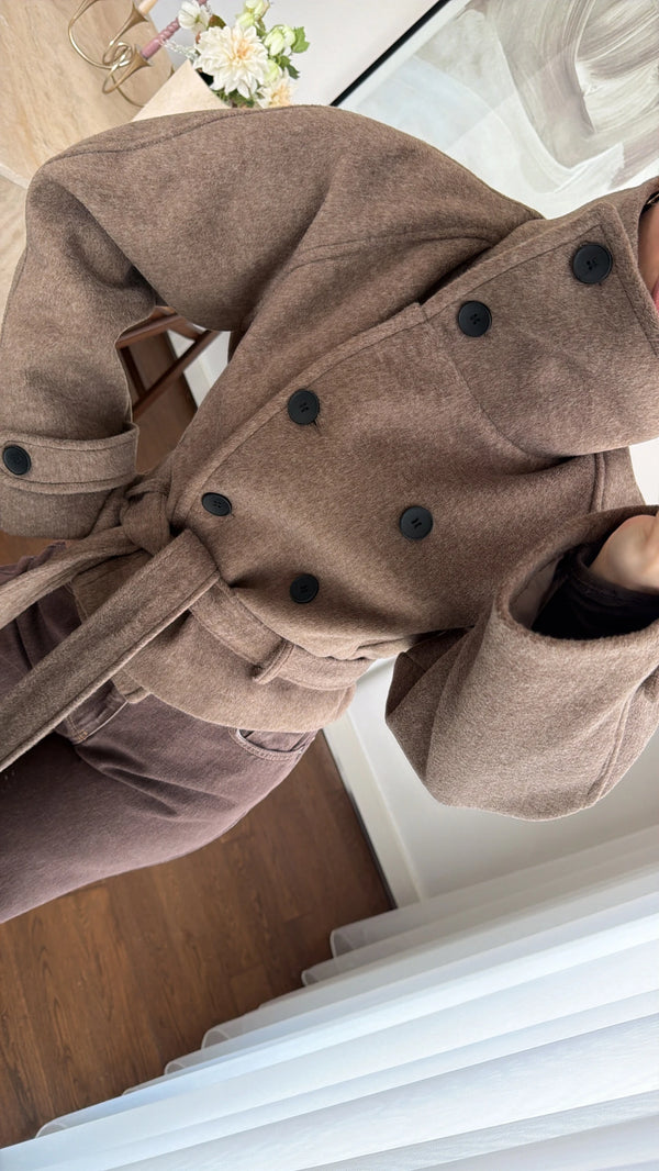 BROWN WOOL SHORT COAT
