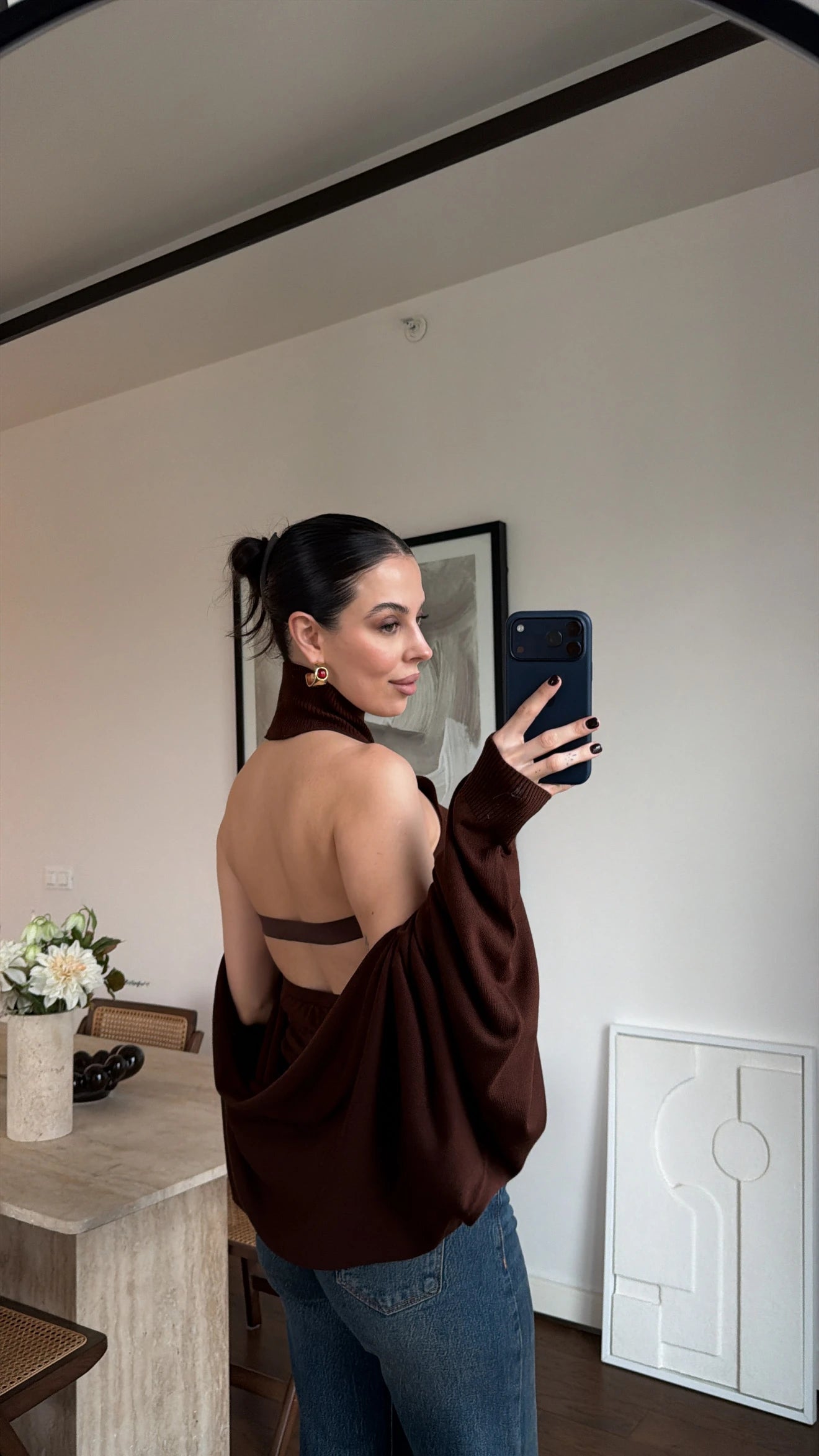 Minimal knit bolero deep braon