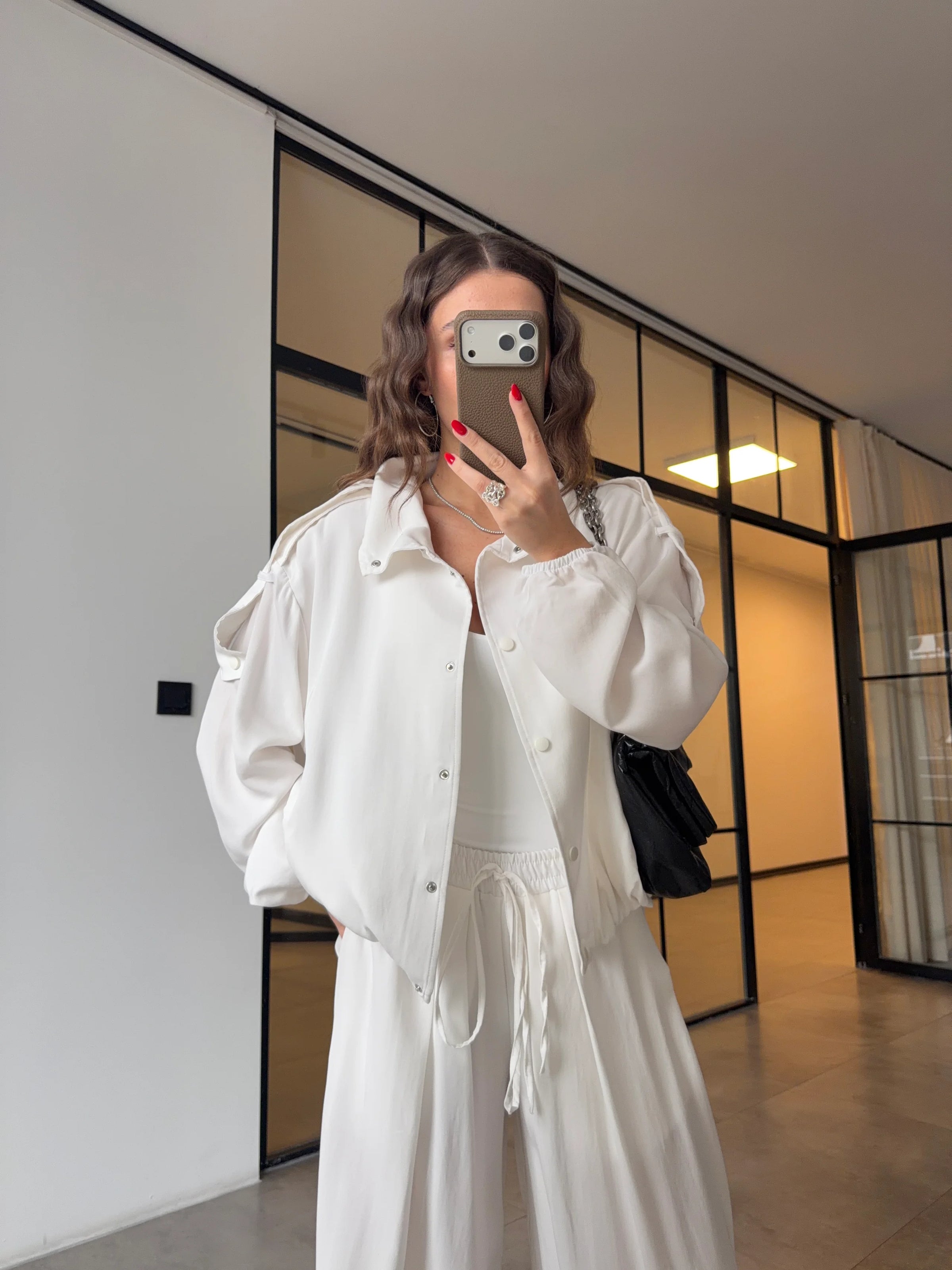 Tencel Relaxed Set: Premium komplet (Jakna & Pantalone) – Ivory White