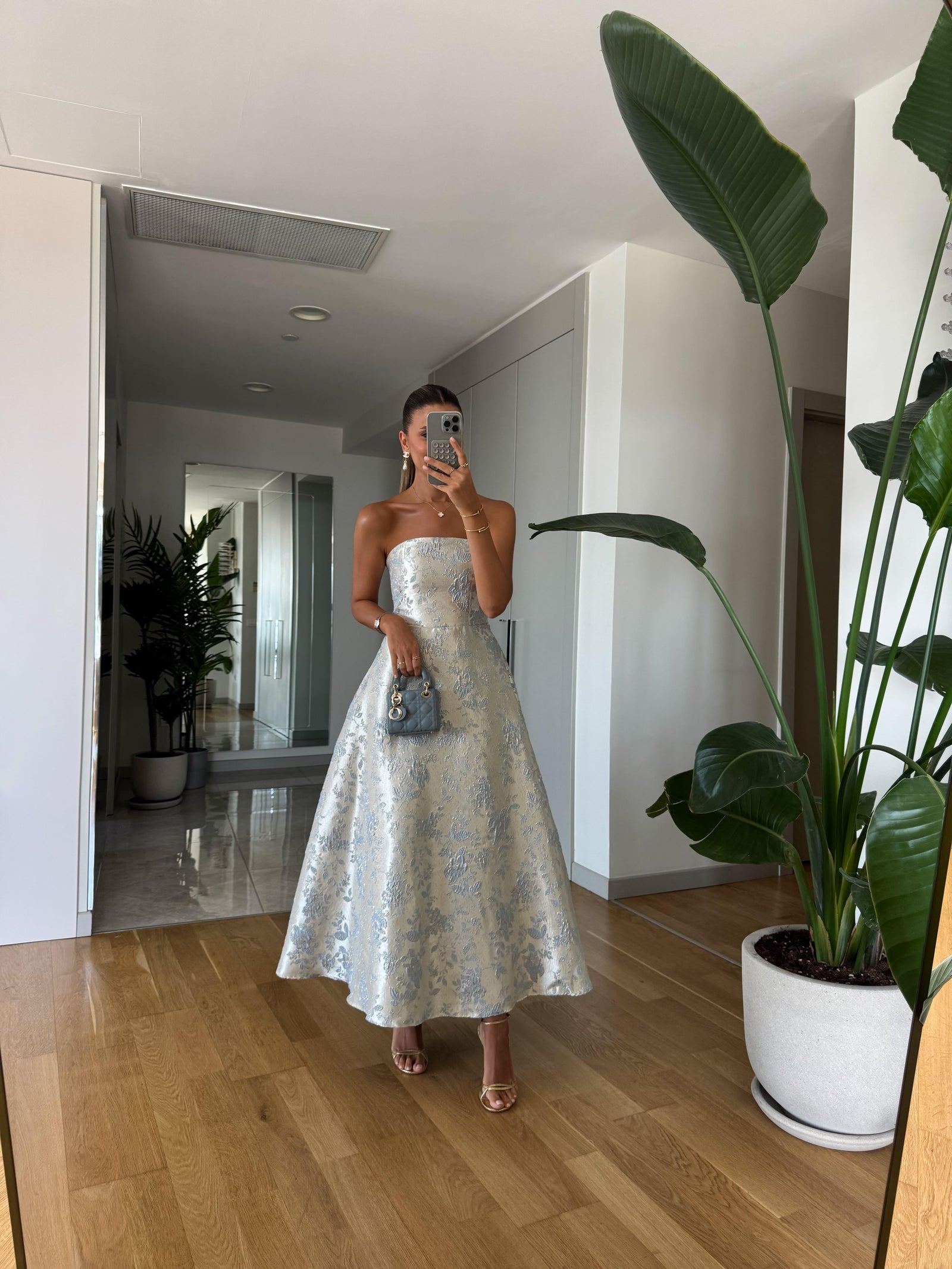 Jacquard Strapless Midi Haljina - dve boje