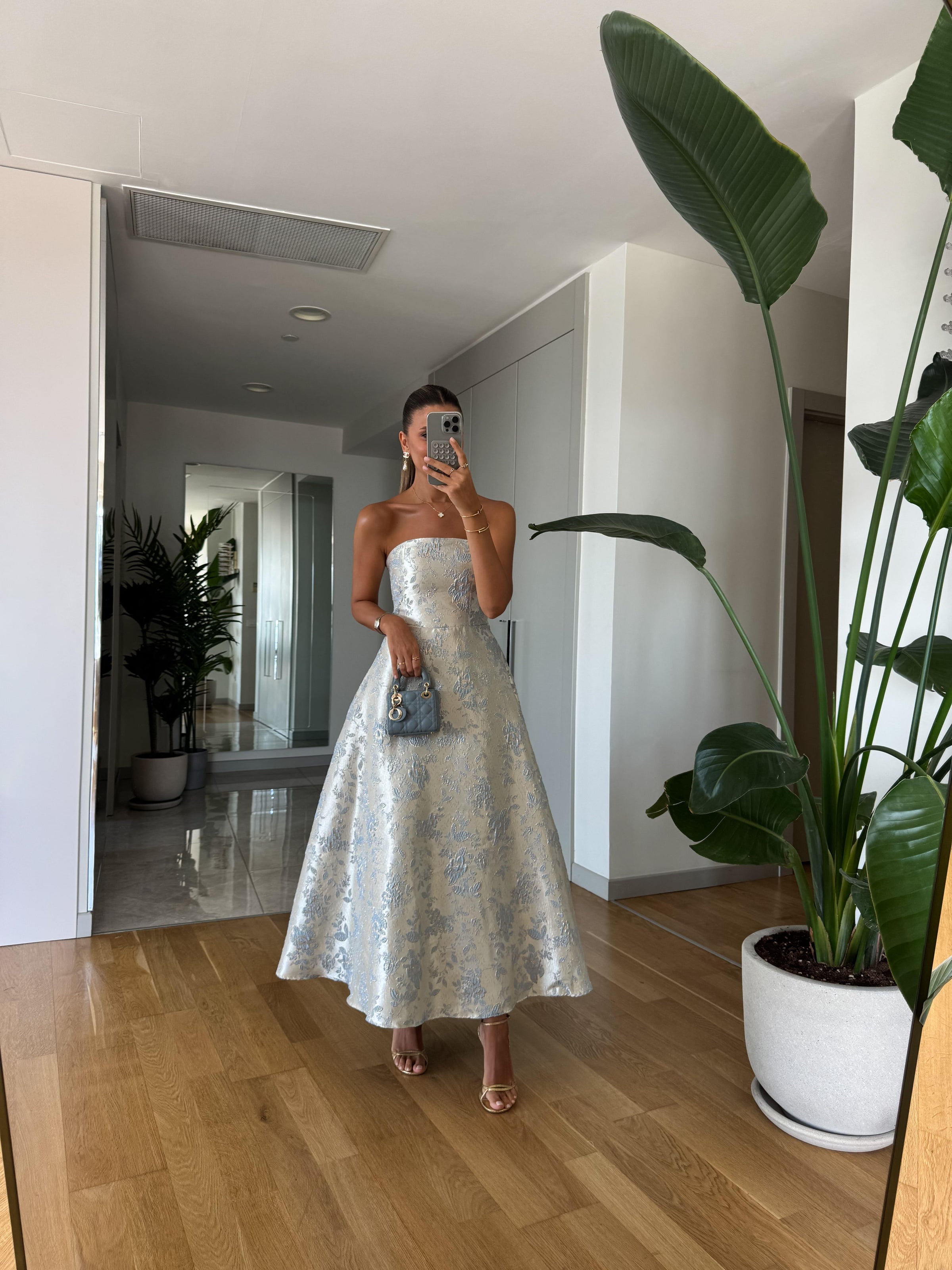 Jacquard Strapless Midi Haljina - dve boje