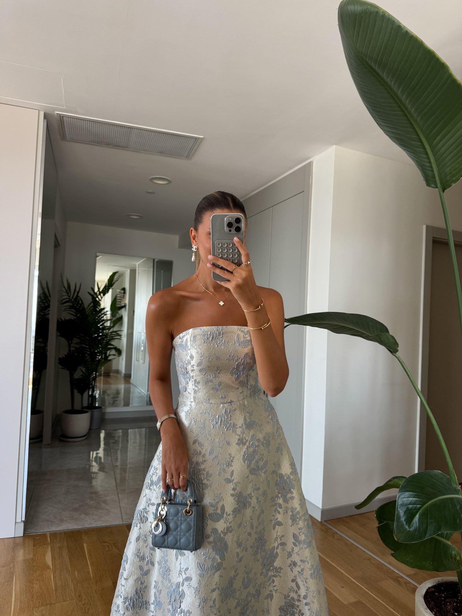 Jacquard Strapless Midi Haljina - dve boje