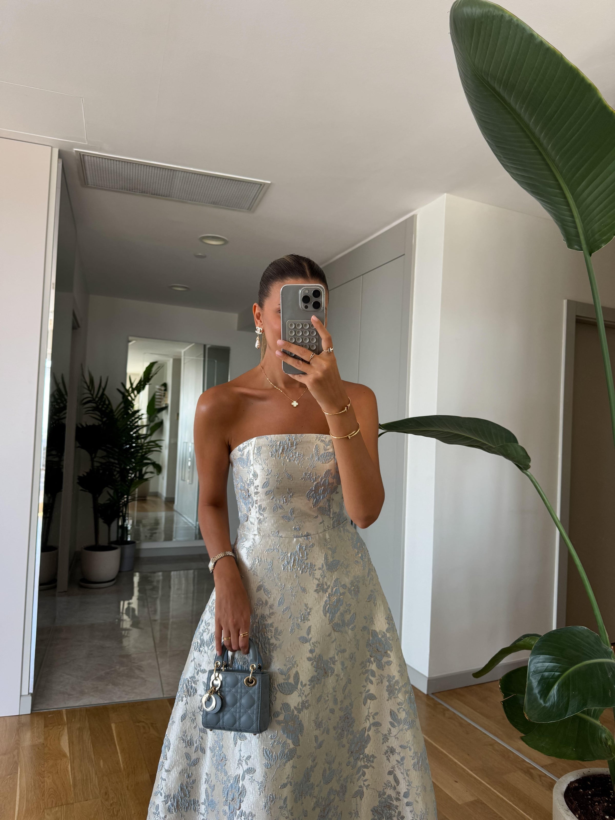 Jacquard Strapless Midi Haljina - dve boje