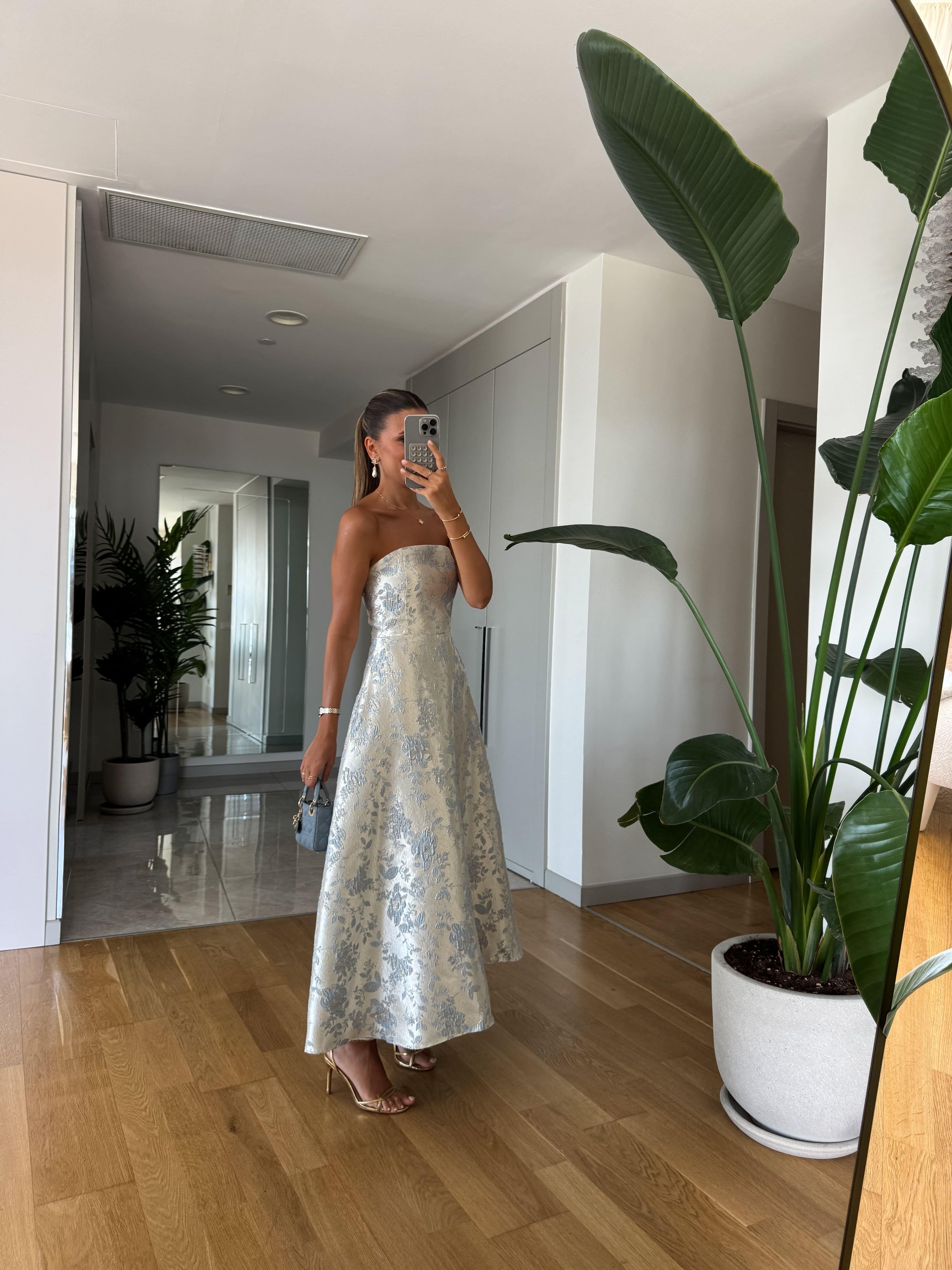 Jacquard Strapless Midi Haljina - dve boje