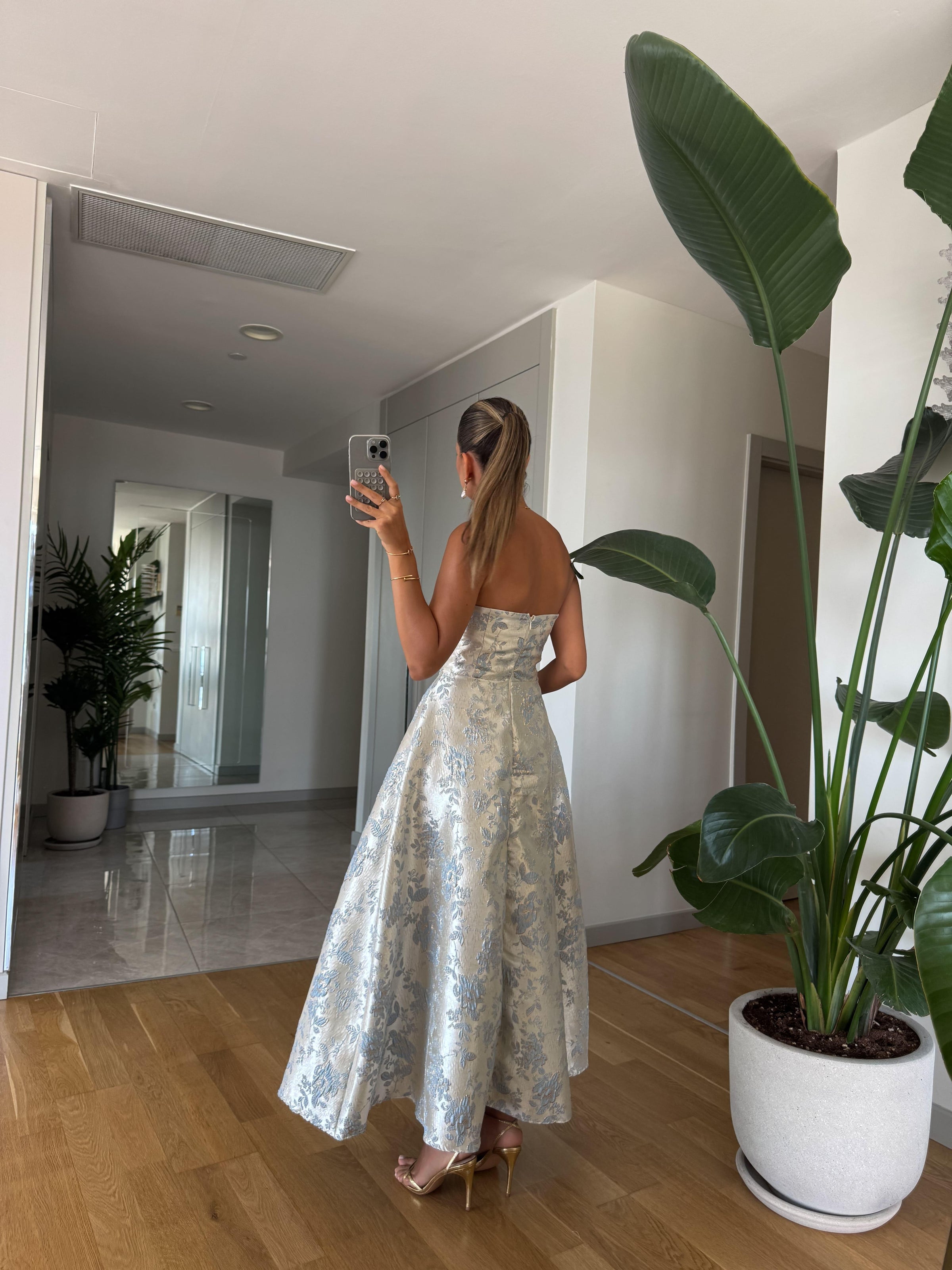 Jacquard Strapless Midi Haljina - dve boje