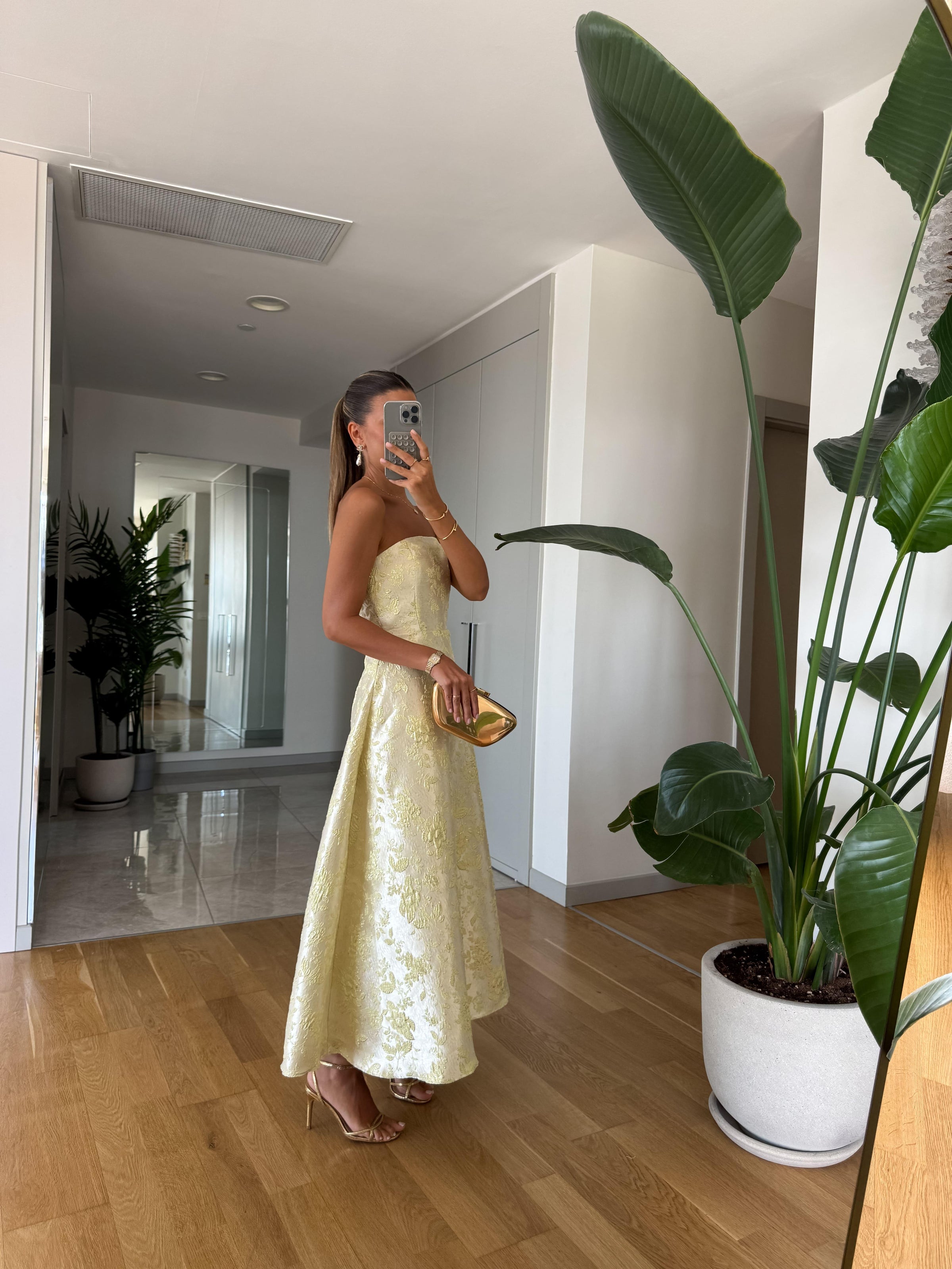 Jacquard Strapless Midi Haljina - dve boje