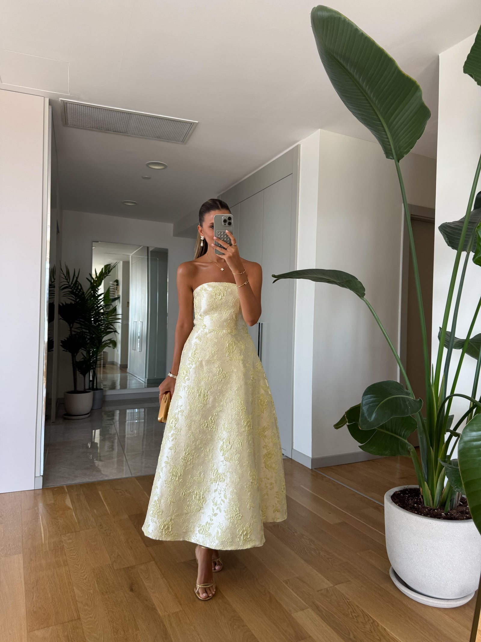 Jacquard Strapless Midi Haljina - dve boje