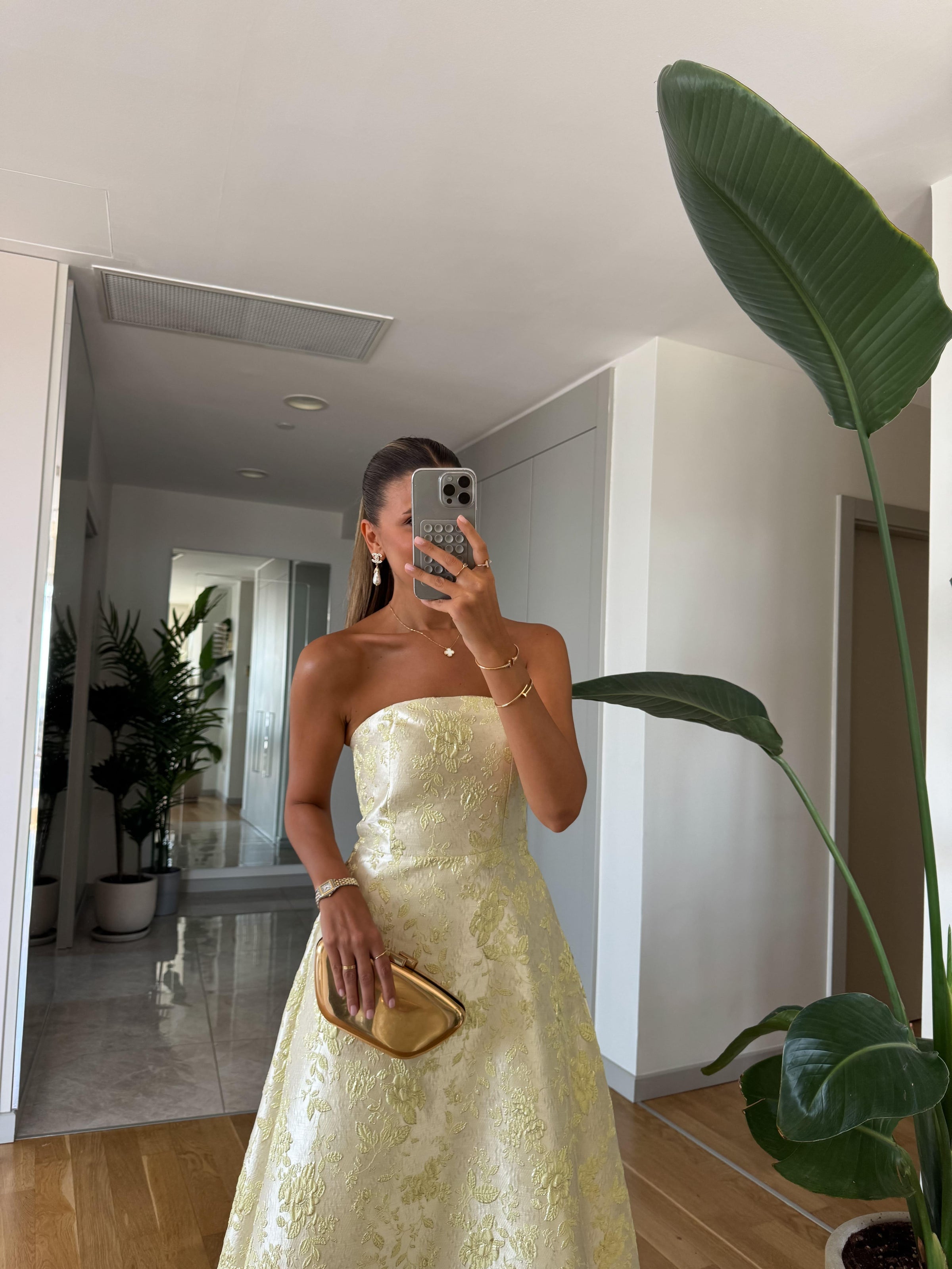 Jacquard Strapless Midi Haljina - dve boje