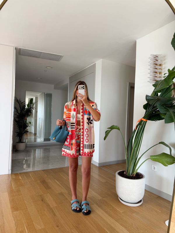 Art Linen Shirt & Shorts Set