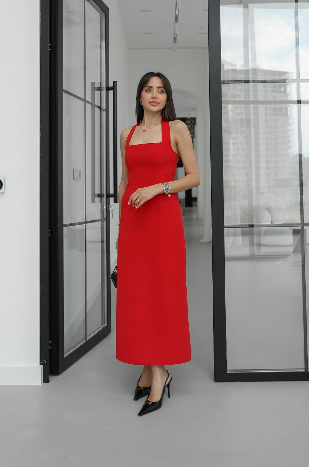 Fraley Red Midi Haljina