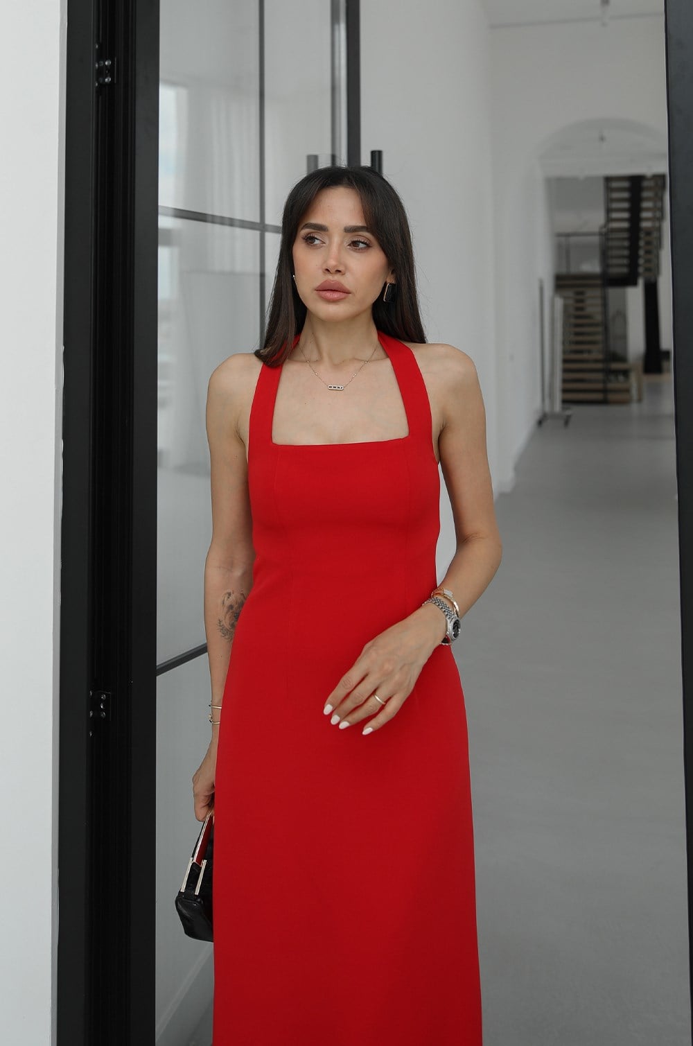 Fraley Red Midi Haljina