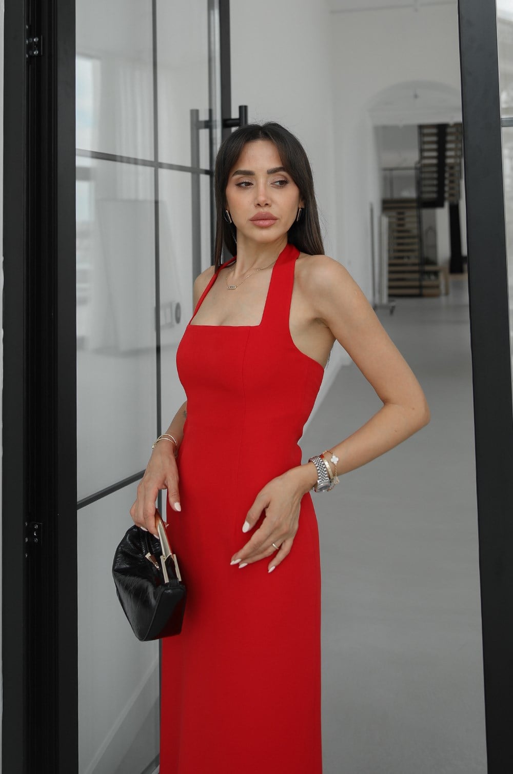 Fraley Red Midi Haljina