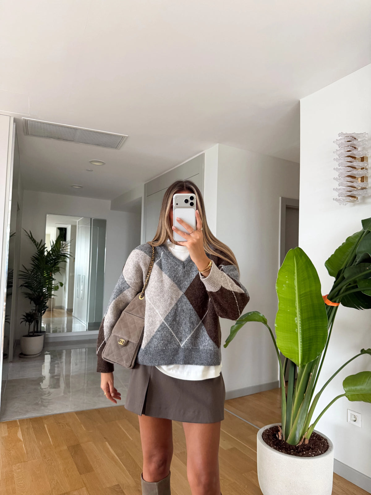 MAYFAIR DIAMOND KNIT – CHOCOLATE GREY