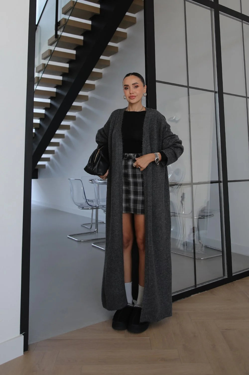 LUXE WOOL LONGLINE CARDIGAN – ANTHRACITE 5