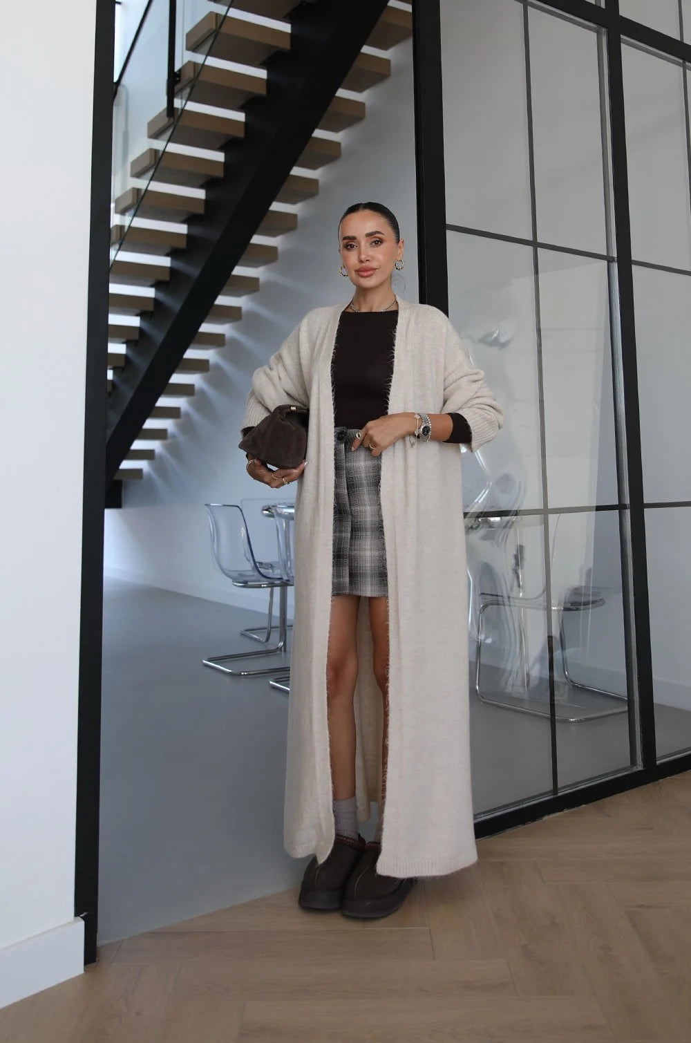 LUXE WOOL LONGLINE CARDIGAN – CREAM 2