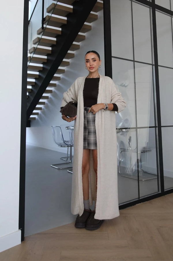 LUXE WOOL LONGLINE CARDIGAN – CREAM 2