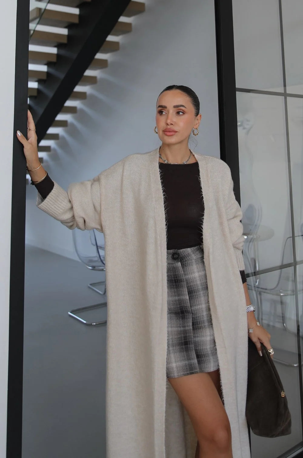 LUXE WOOL LONGLINE CARDIGAN – CREAM 4
