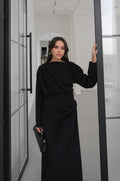 LYOCELL DRAPED SET – Black - fotografija 1