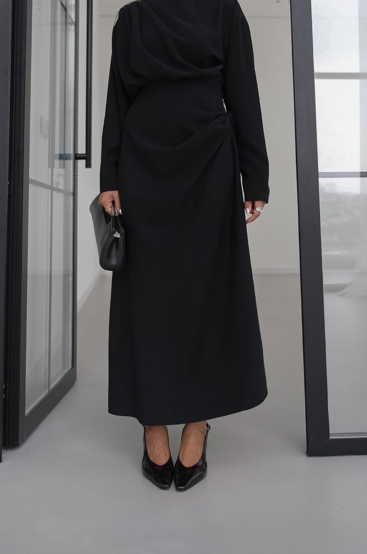 LYOCELL DRAPED SET – Black - fotografija 4