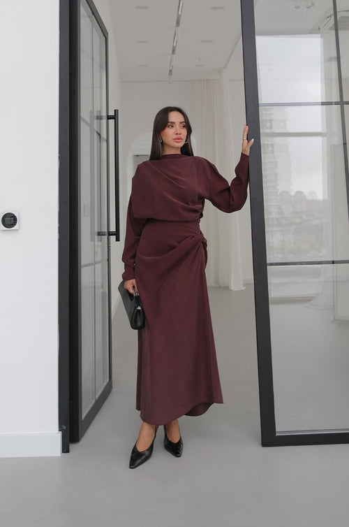 LYOCELL DRAPED SET – Bordeaux - fotografija 1