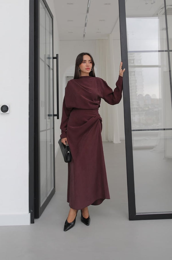 LYOCELL DRAPED SET – Bordeaux - fotografija 1