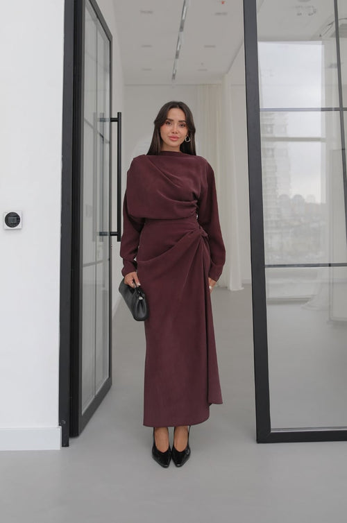 LYOCELL DRAPED SET – Bordeaux - fotografija 2