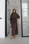 LYOCELL DRAPED SET – Chocolate Brown - fotografija 1