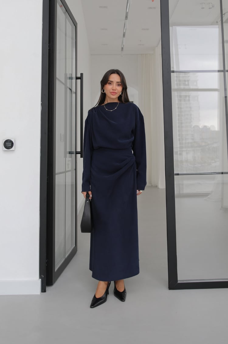 LYOCELL DRAPED SET – Navy - fotografija 3