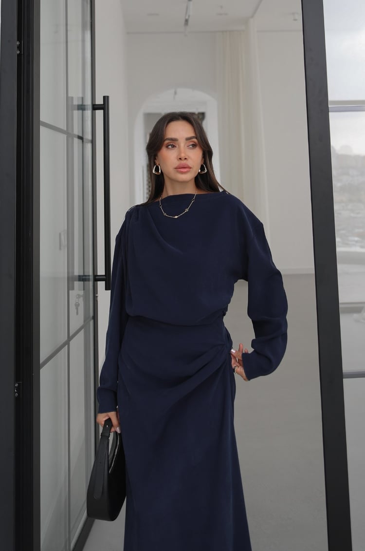 LYOCELL DRAPED SET – Navy - fotografija 4
