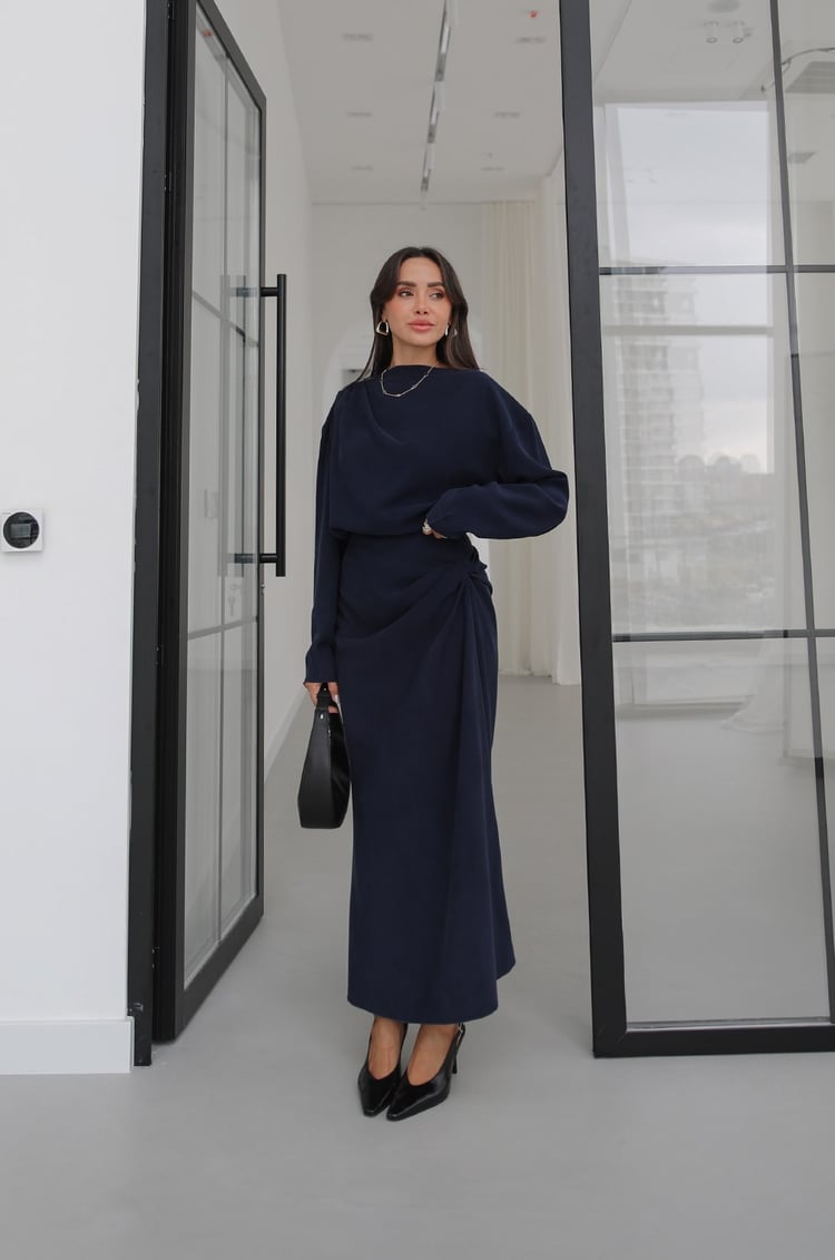 LYOCELL DRAPED SET – Navy - fotografija 5