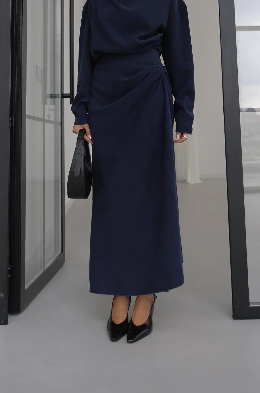 LYOCELL DRAPED SET – Navy - fotografija 6