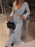 MILA VISCOSE WRAP SET GREY - prednji prikaz