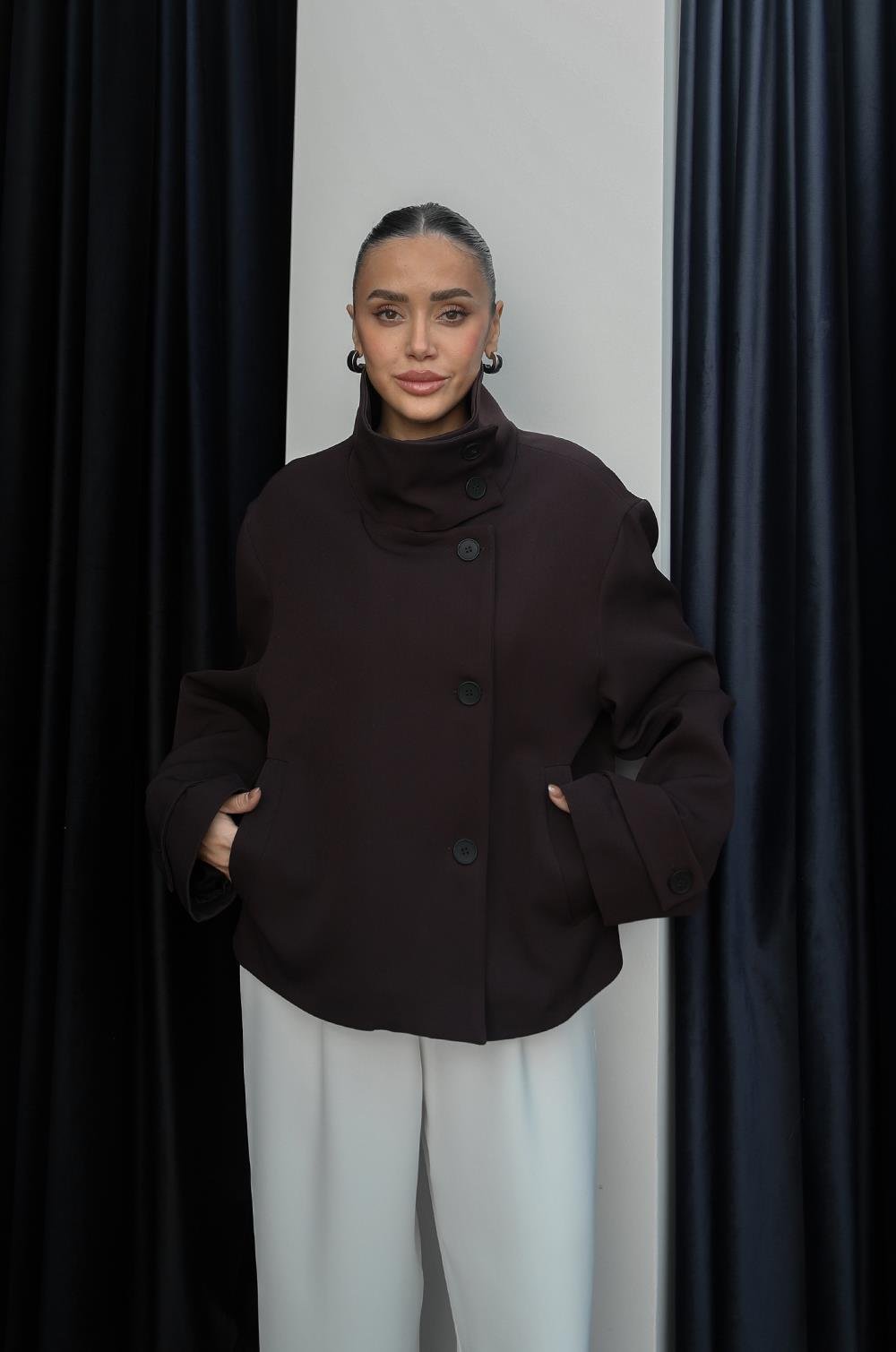 JAKNA SA VISOKOM KRAGNOM U BOJI ŠLJIVE