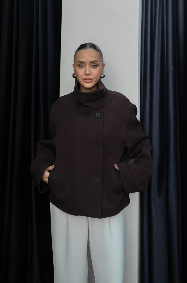 JAKNA SA VISOKOM KRAGNOM U BOJI ŠLJIVE