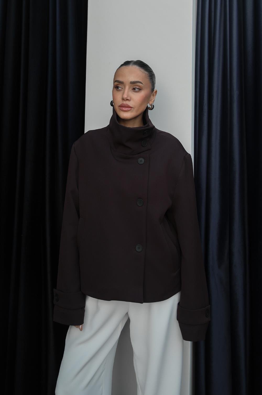 JAKNA SA VISOKOM KRAGNOM U BOJI ŠLJIVE