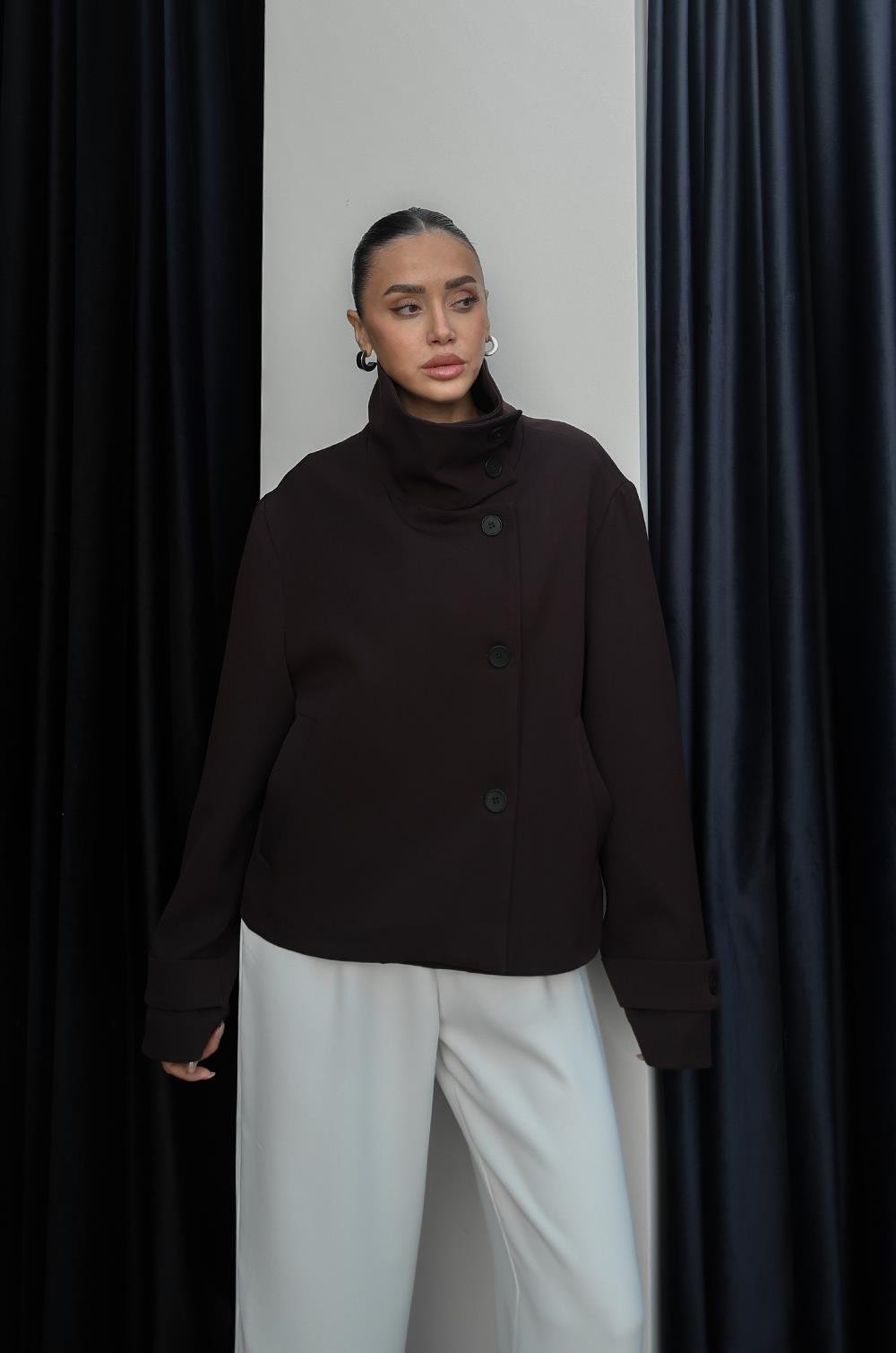 JAKNA SA VISOKOM KRAGNOM U BOJI ŠLJIVE