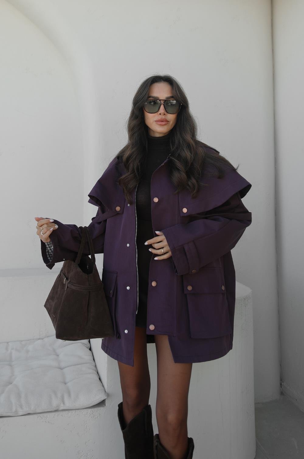 FH Cape Utility jakna purple burgundy – Fashion Hunter, pogled 3