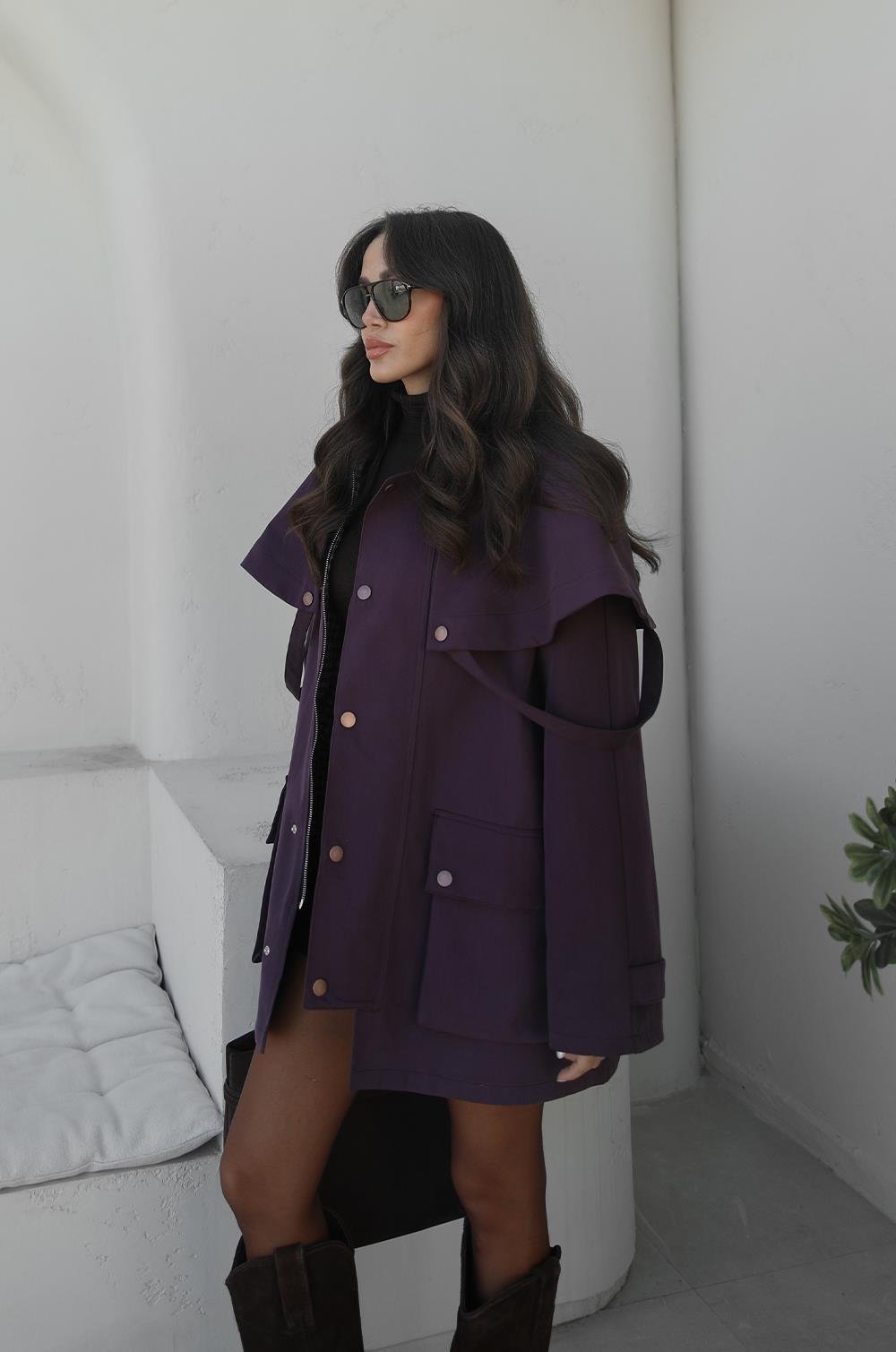 FH Cape Utility jakna purple burgundy – Fashion Hunter, pogled 2