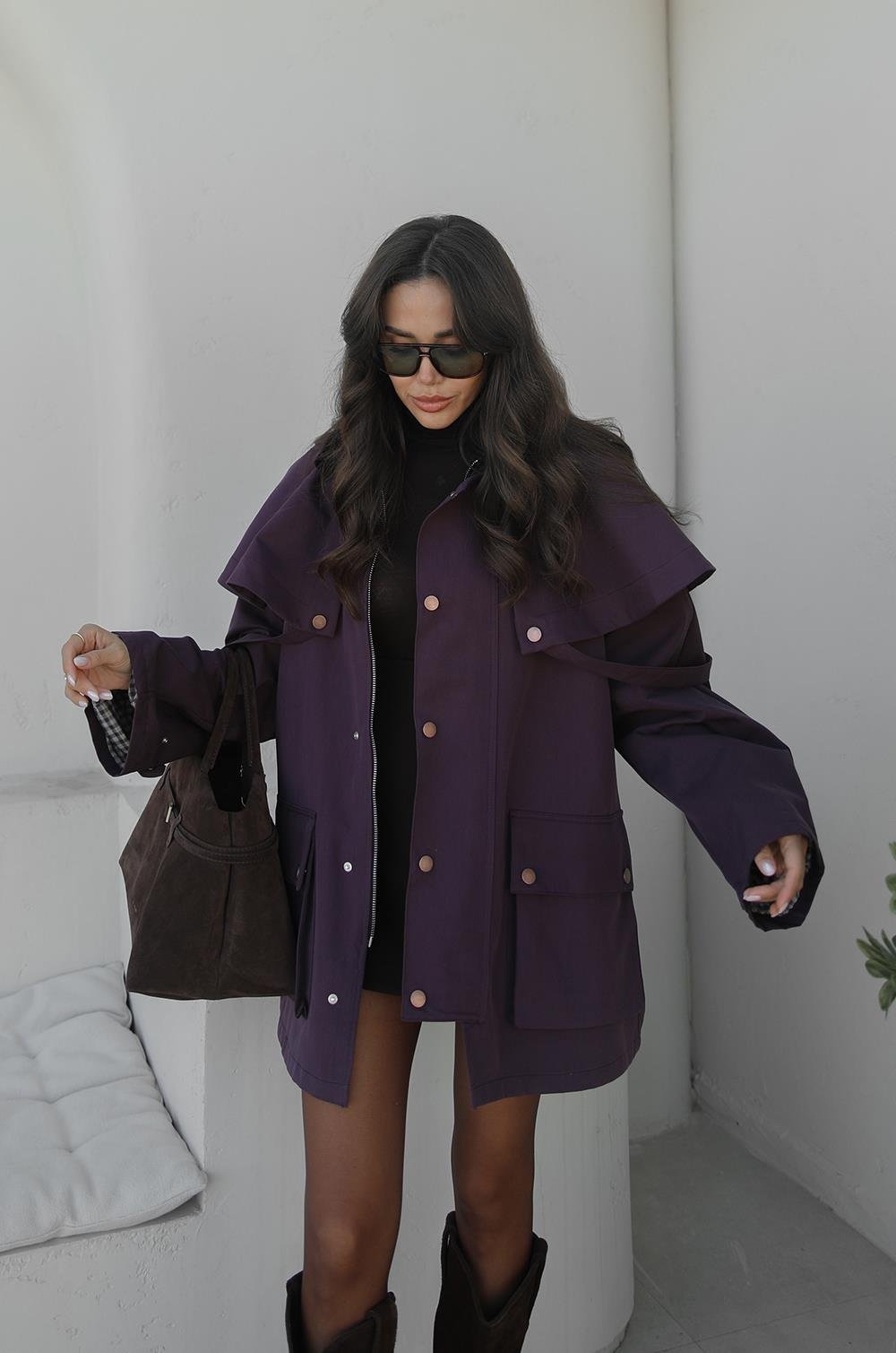 FH Cape Utility jakna purple burgundy – Fashion Hunter, pogled 1