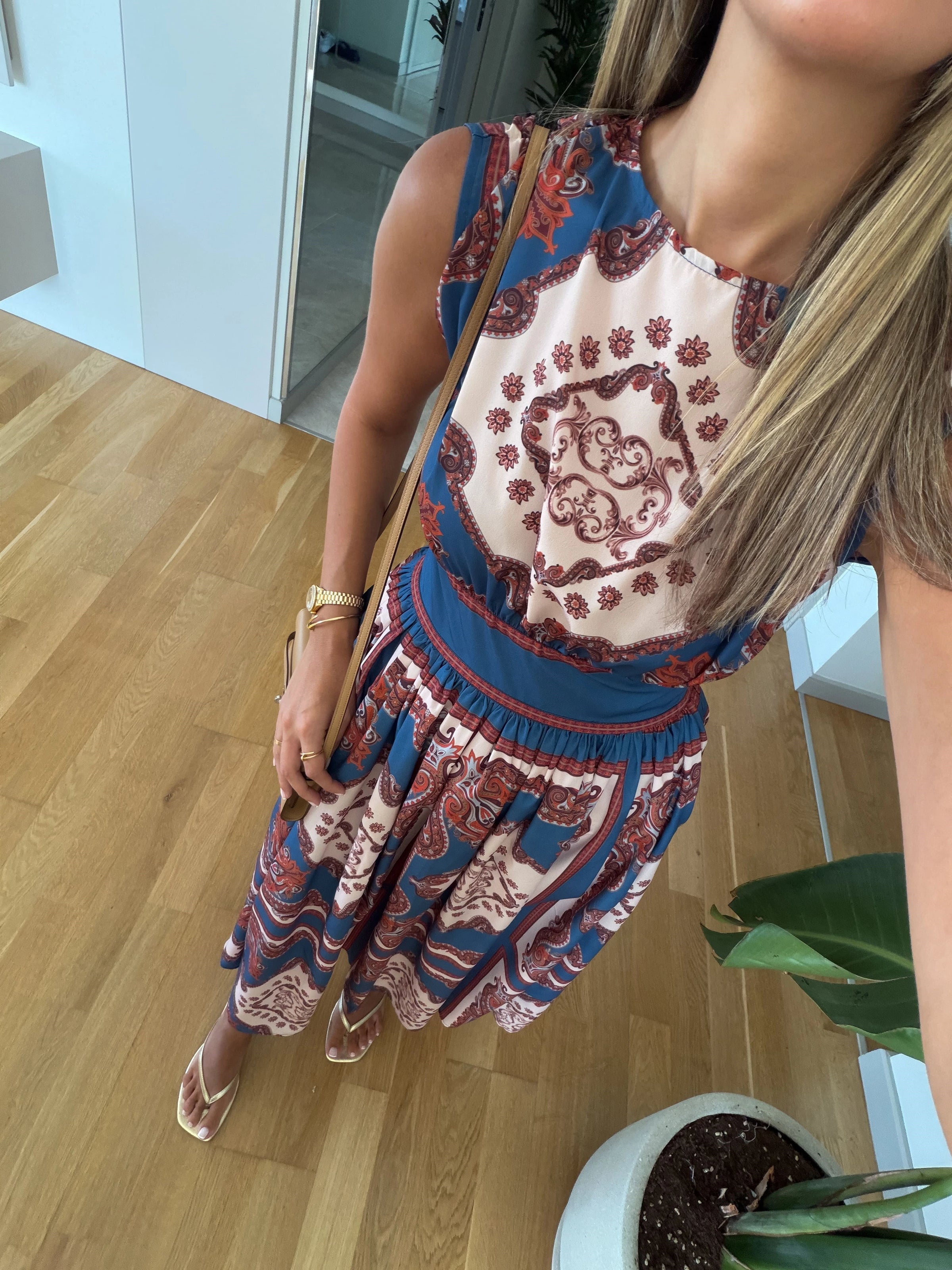 Premium Riviera Paisley Midi Haljina