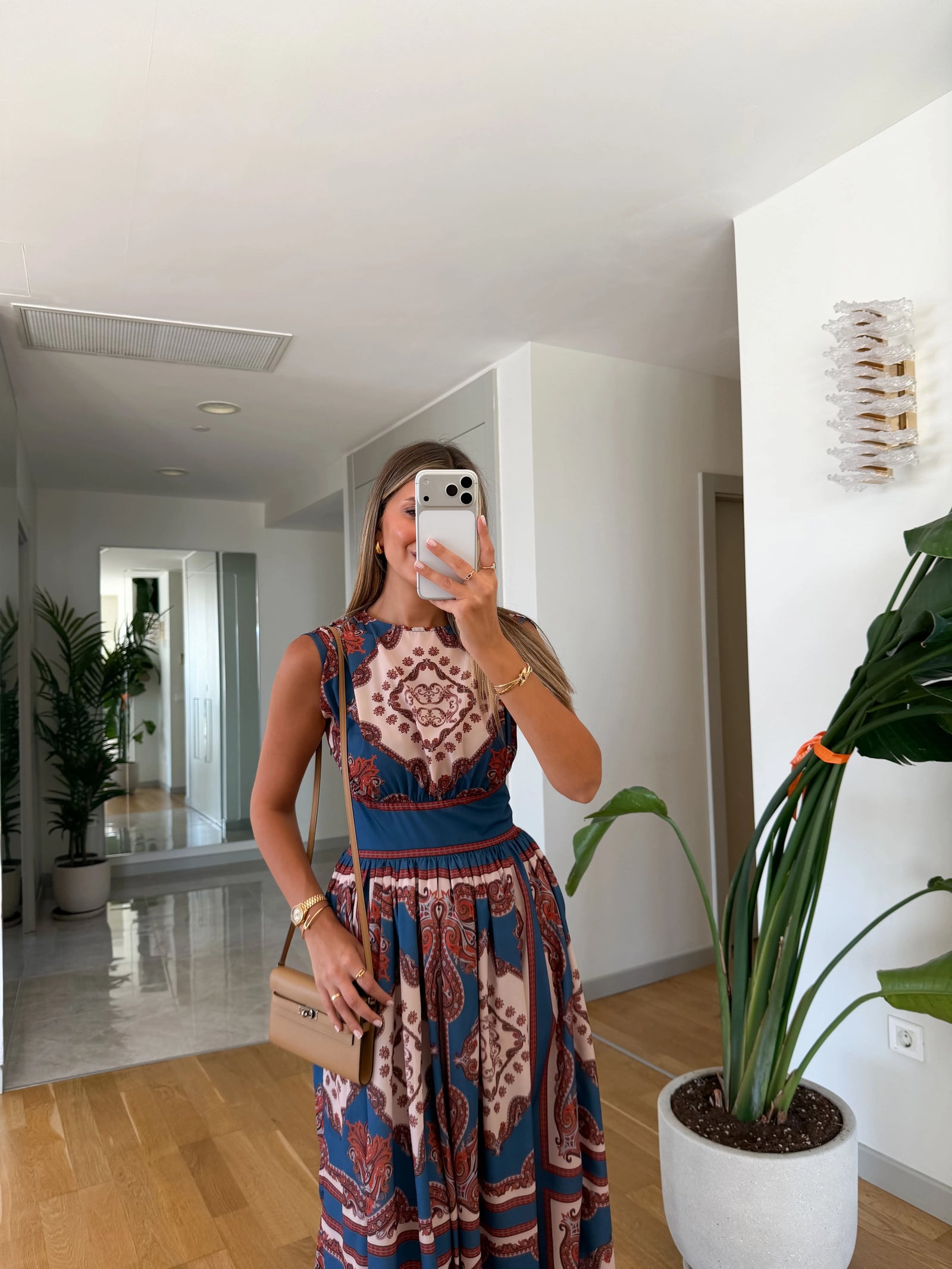 Premium Riviera Paisley Midi Haljina